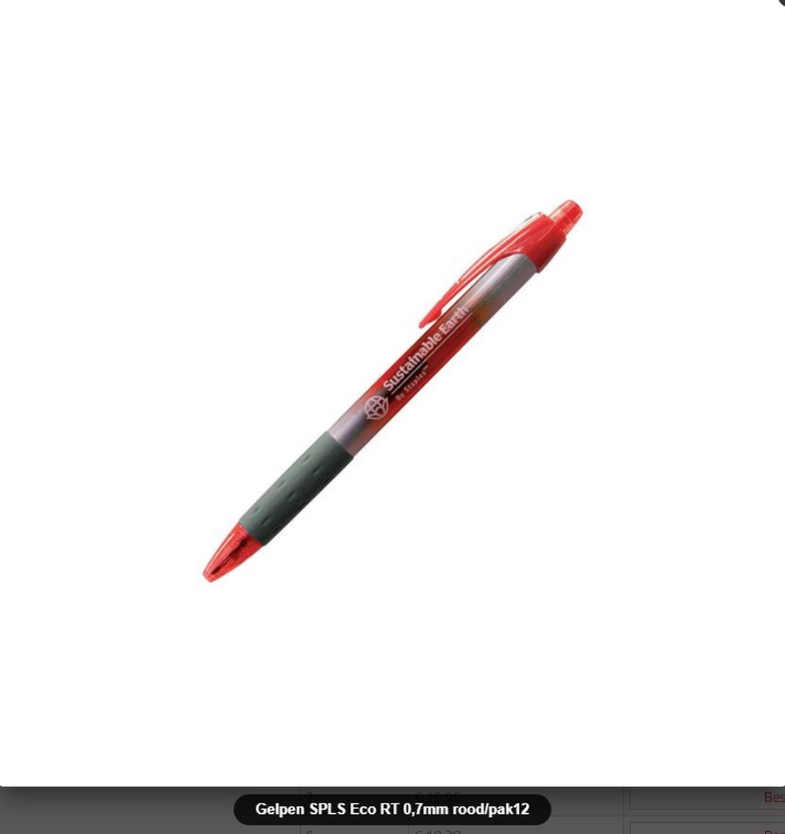 STAPLES - Gelpen SPLS Eco RT - 0,7mm - Rood - Pak a 12 stuks