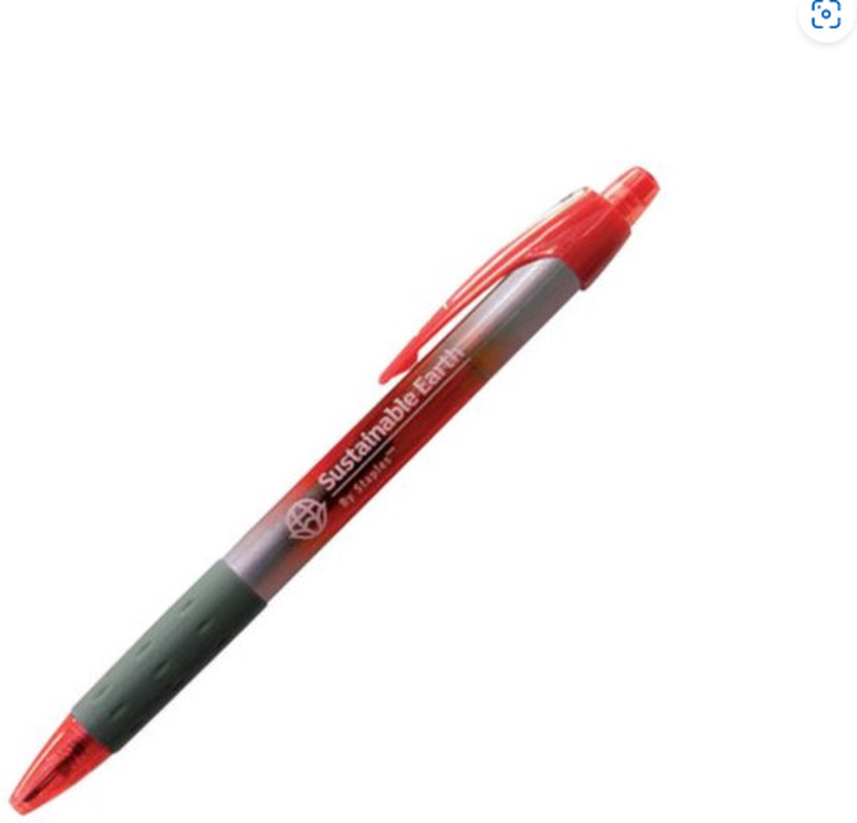 STAPLES - Sustainable Earth gelpennen met kliksysteem, rubberen greep - 0,7 mm - Rood - Pak 12 stuks