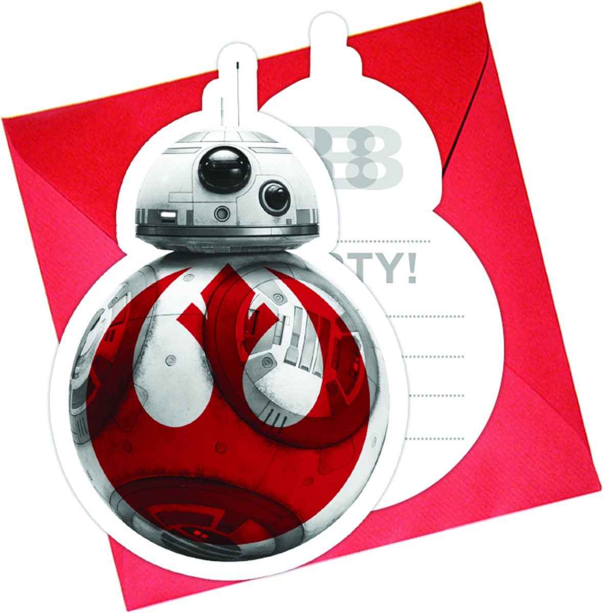 6 Star Wars 8 The Last Jedi uitnodigingen en enveloppen - Feestdecoratievoorwerp