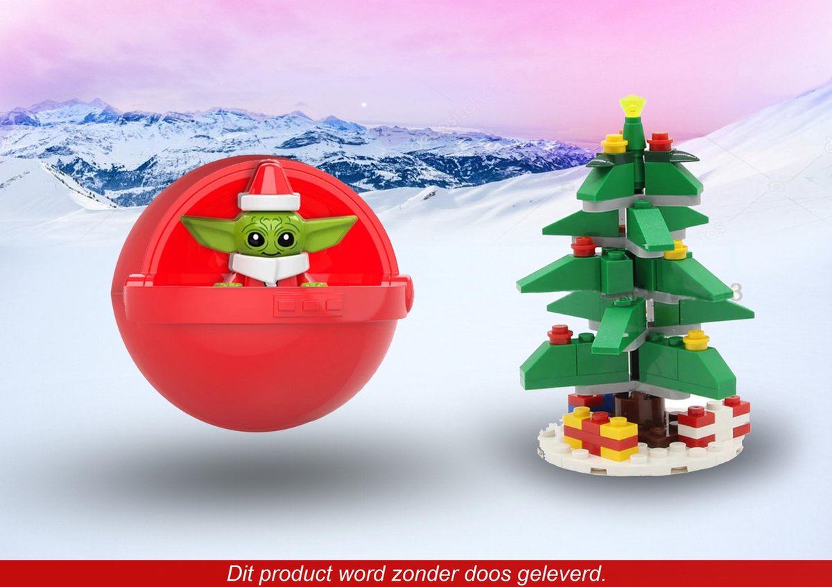 Baby yoda kerstmuts met kerstboom / alternatief voor lego star wars the mandalorian / pop the child