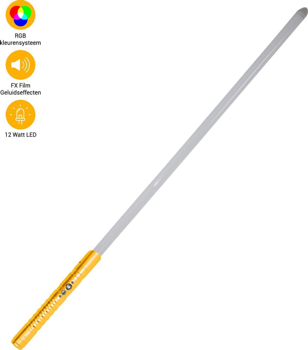 Premium Star Wars Lightsaber - Star Wars Lichtzwaard - Zwaard met Licht - Jedi Kostuum - RGB 11 Verschillende Kleuren - Verschillende Geluidseffecten - Aluminium Handvat 100 CM - Met Extra Griprol - Goud