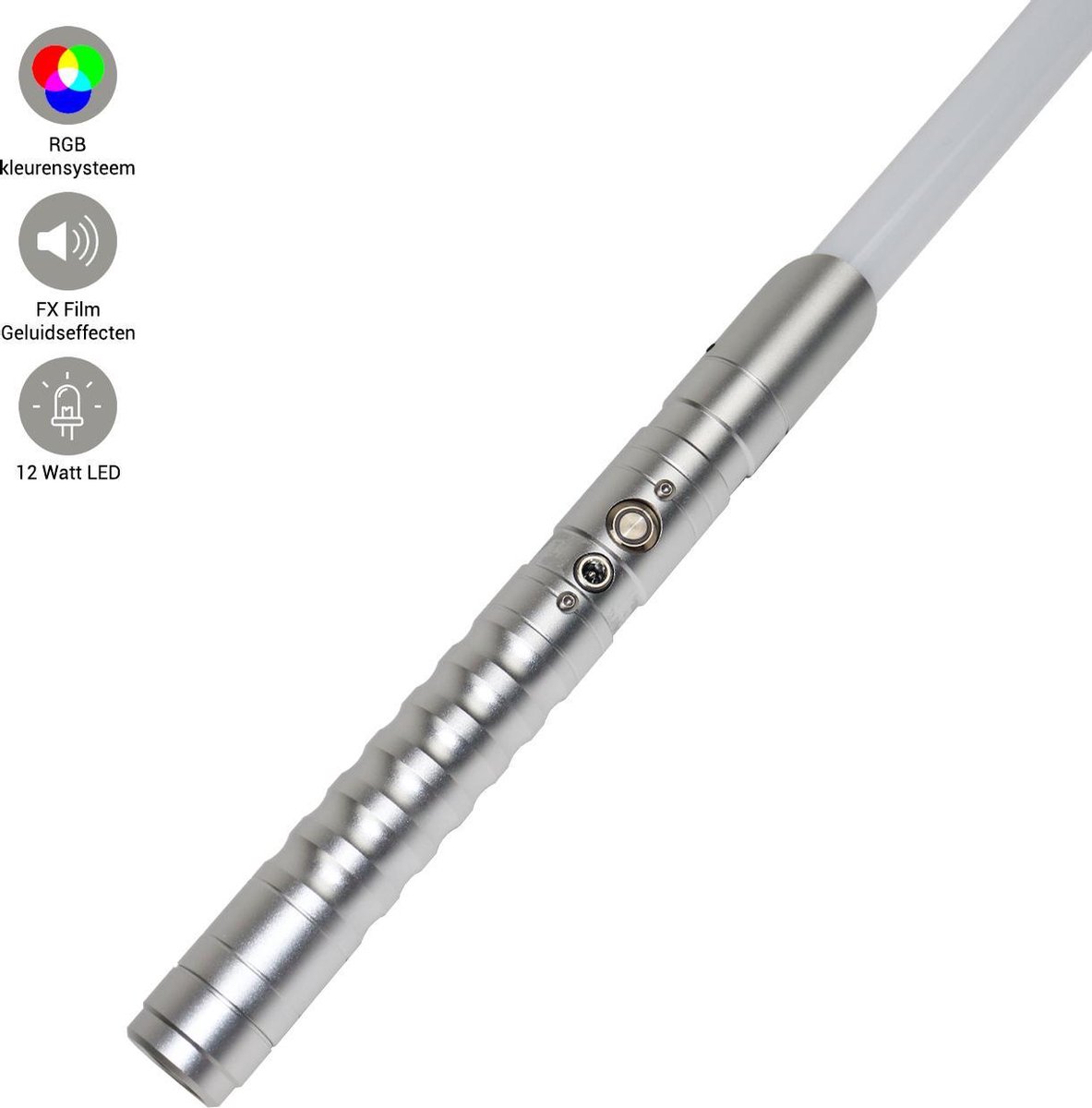 Premium Star Wars Lightsaber - Star Wars Lichtzwaard - Zwaard met Licht - Jedi Kostuum - RGB 11 Verschillende Kleuren - Verschillende Geluidseffecten - Aluminium Handvat 100 CM - Met Extra Griprol - Zilver