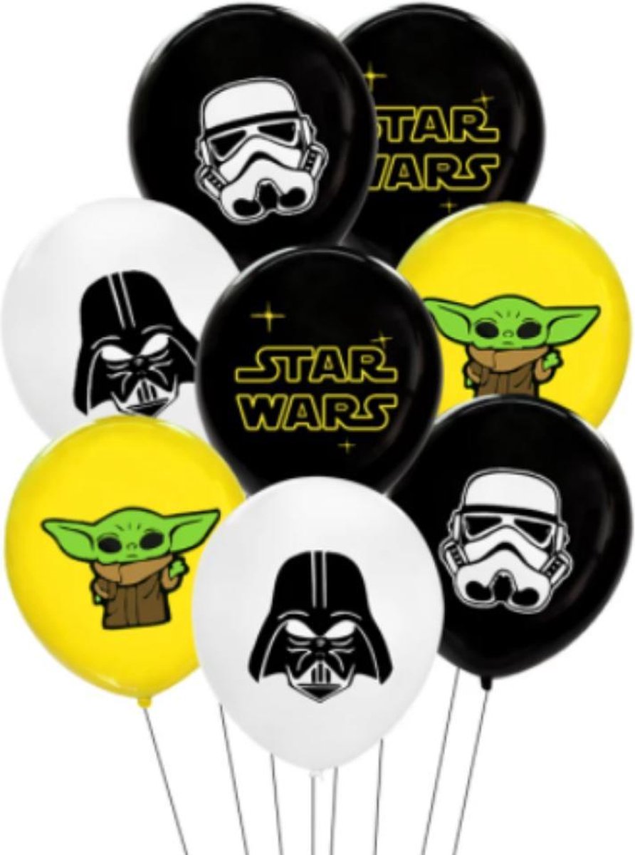 Star Wars Ballonnen - Verjaardag Versiering - Baby Yoda - Darth Vader - Stormtrooper - 10 stuks