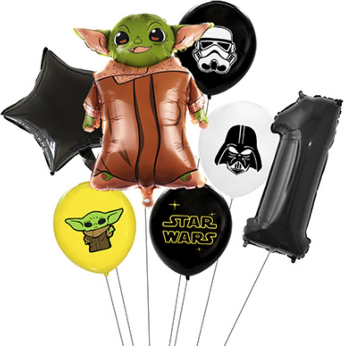 Star Wars Ballonnen - Verjaardag Versiering - Baby Yoda - Mandalorian - Yoda - 7 stuks