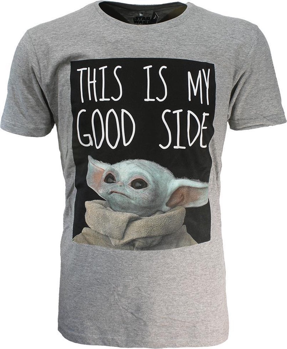 Star Wars The Mandalorian Yoda The Child This Is My Good Side T-Shirt Grijs