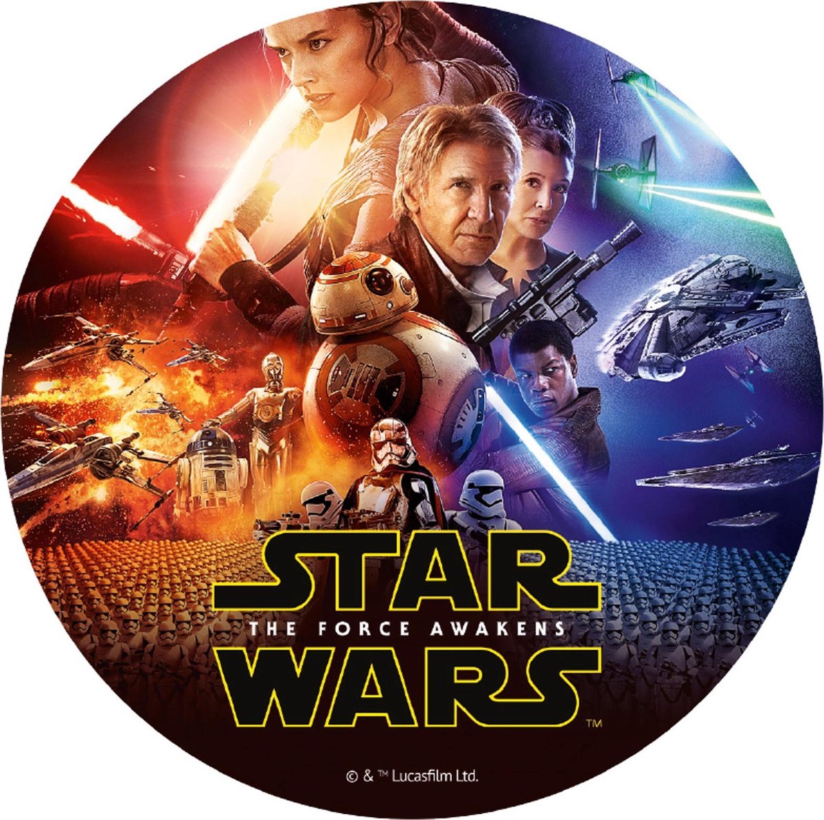 Star Wars VII™ suiker taartdecoratie 20 cm - Feestdecoratievoorwerp