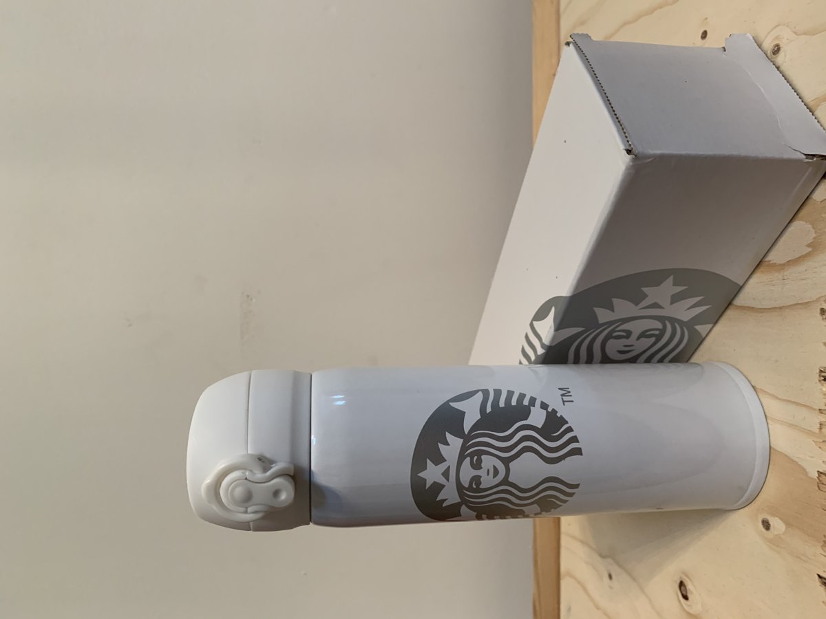 Starbucks duurzame RVS thermosfles wit, voor koffie, thee, of water - isolerende dubbelwandige waterfles, reisbeker 400 ml