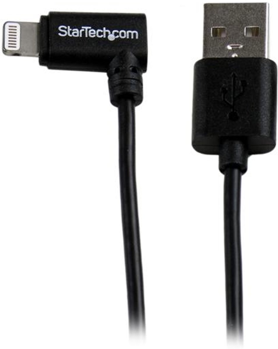 StarTech.com 1 m hoekige zwarte Apple 8-polige Lightning-connector naar USB-kabel voor iPhone / iPod / iPad