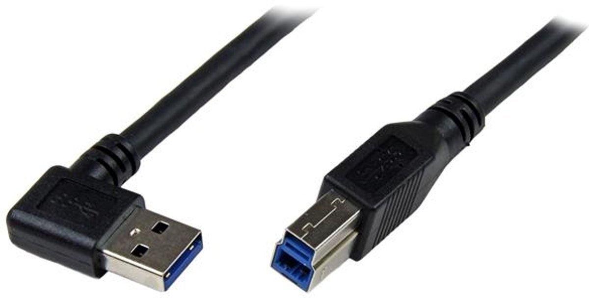 StarTech.com 1 m zwarte SuperSpeed USB 3.0-kabel rechtshoekig A naar B M/M