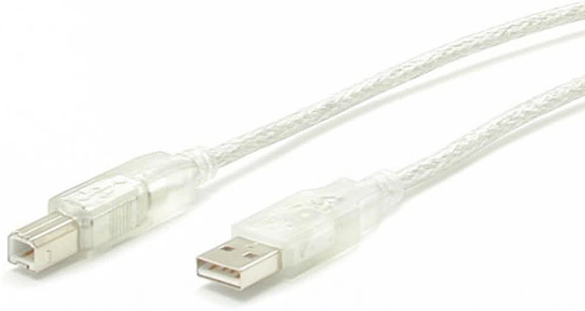 StarTech.com 10ft Transparent USB 2.0 Cable 3.05m USB A USB B Mannelijk Mannelijk Transparant USB-kabel