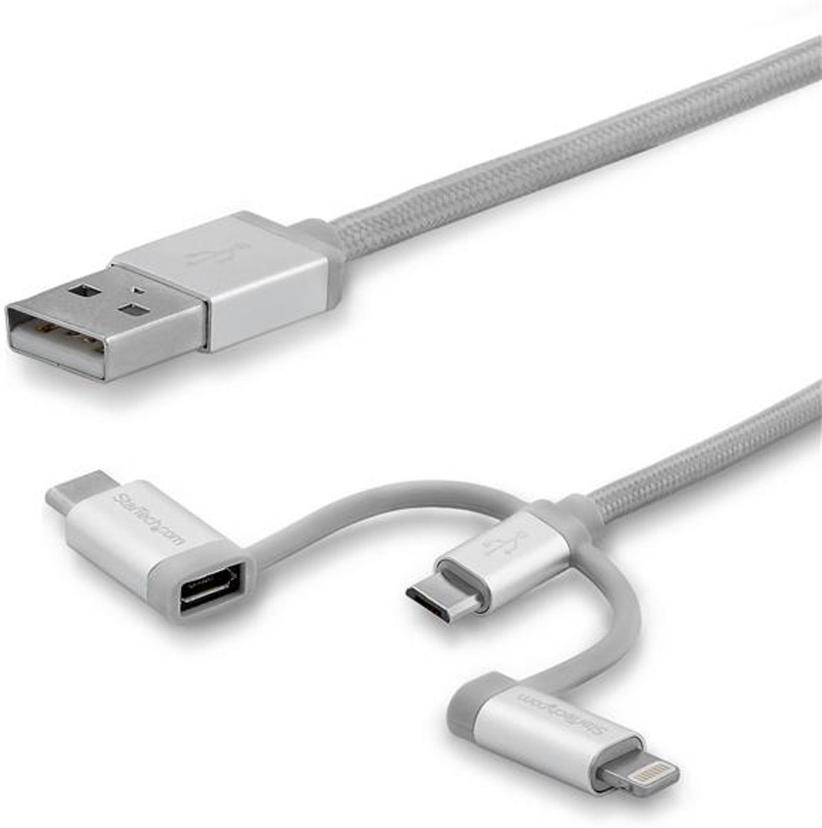 StarTech.com 2 m USB multi oplaadkabel Lightning, USB-C, Micro-USB