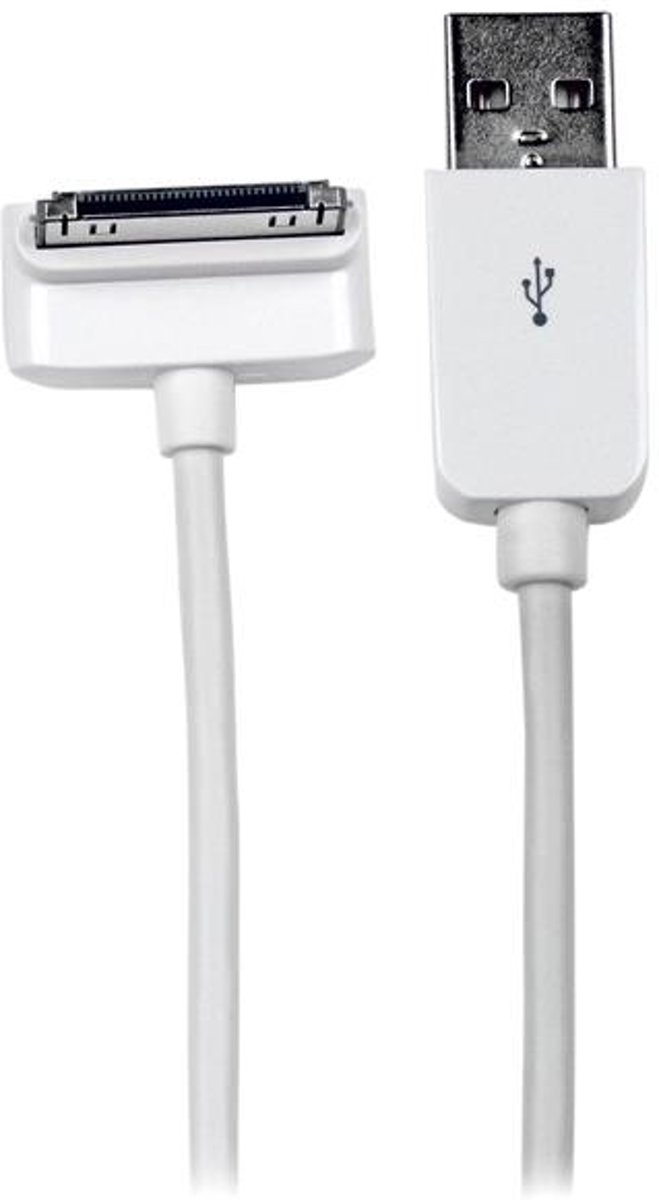 StarTech.com 2 m lange, Apple 30-pins dockconnector-naar-USB-kabel voor iPhone / iPod / iPad met getrapte connector en neerwaartse hoek