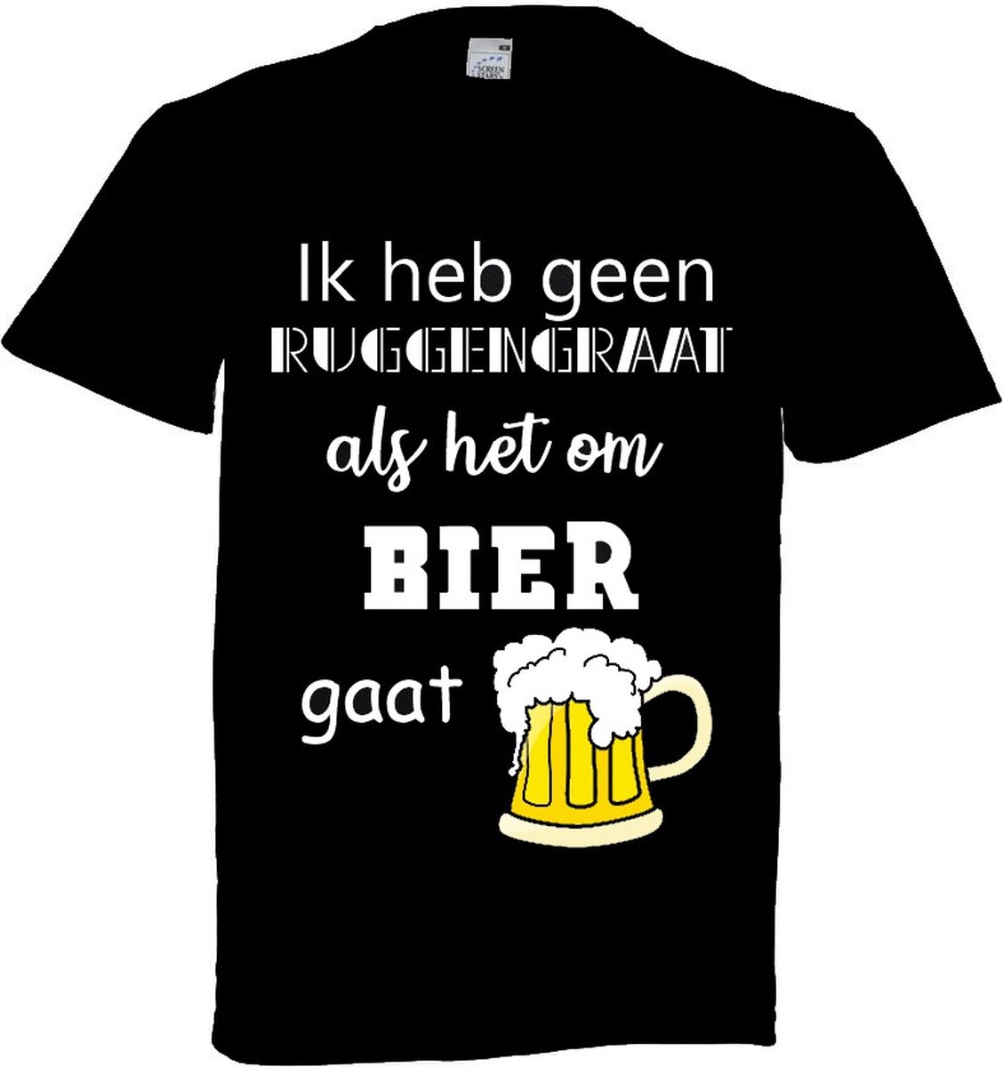 Grappig T-shirt met de tekst ik heb geen ruggengraat als het om bier gaat. Maat 4XL