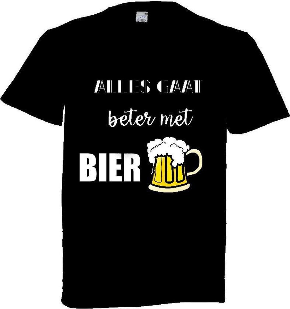 Grappig T-shirt. Maat 4XL. Alles gaat beter met bier