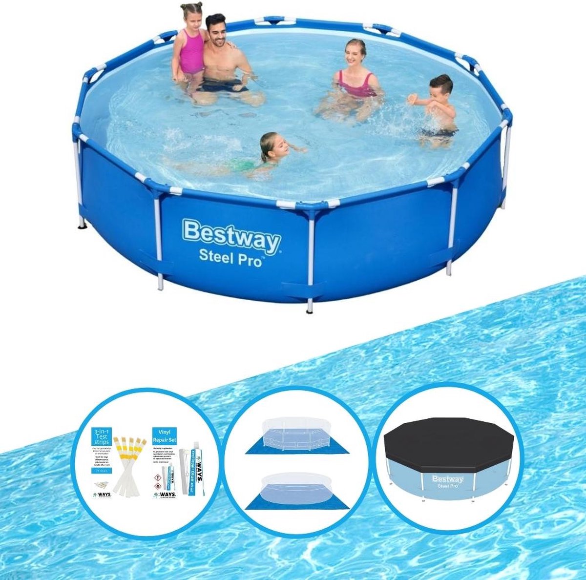 Zwembad Steel Pro 305x76 cm - Inclusief accessoires