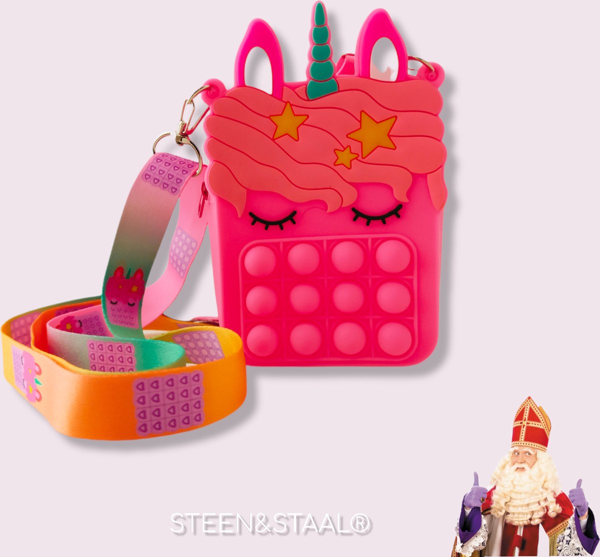 Pop it tas Unicorn donker roze - Fidget Toy