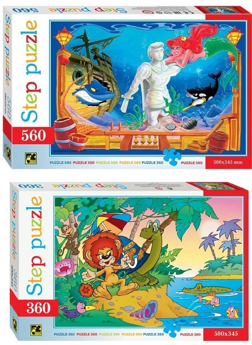 Set 5 Step 2 Disney puzzels De kleine zeemeermin (560) en De leeuw en de schilpad (360)