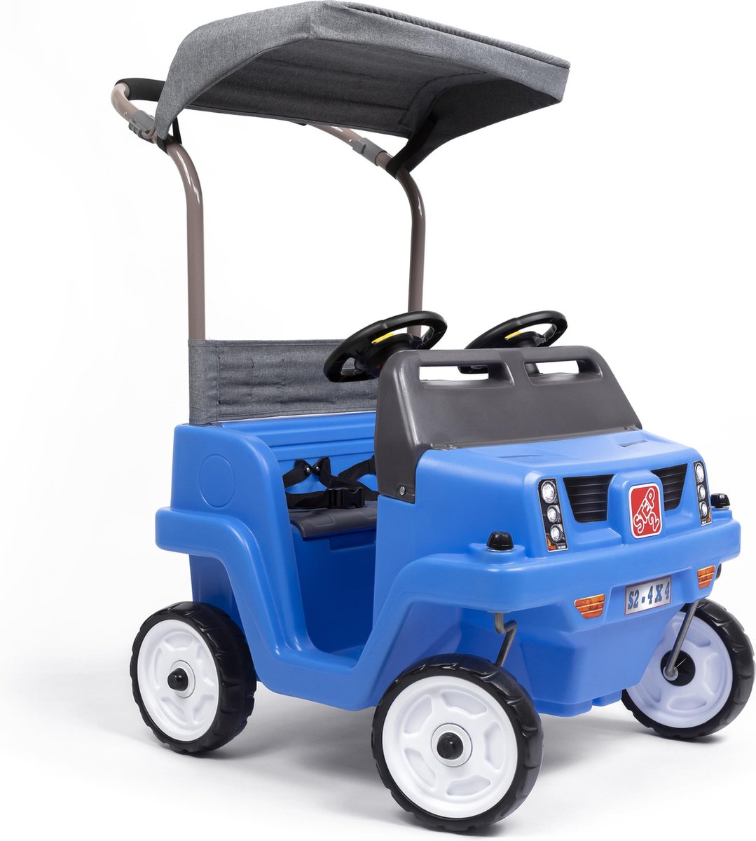 Step2 looppauto Side-By-Side Push Around SUV Blauw - Voor 2 kinderen - Luifel voor schaduw