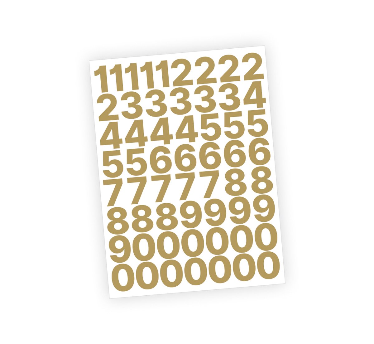 Cijfer stickers / Plaknummers - Stickervel Set - Metallic Goud - 3cm hoog - Geschikt voor binnen en buiten - Standaard lettertype - Glans
