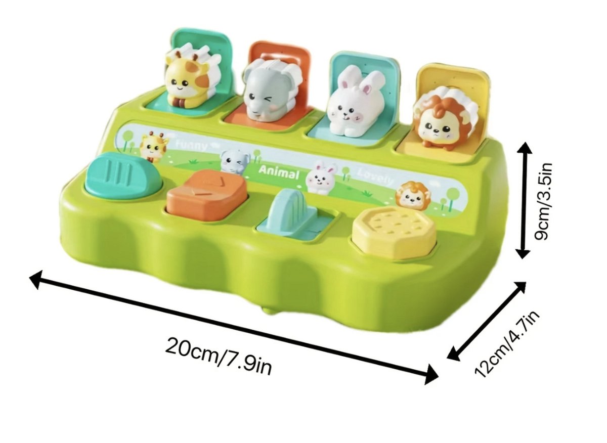 Interactief speelgoed - Cartoon - pop-up box - Leerspeelgoed - Dieren - Educatief cadeau Voor kinderen 6-36 maanden - Groene kleur - Motorische ontwikkeling -   - Verrassingsspeelgoed