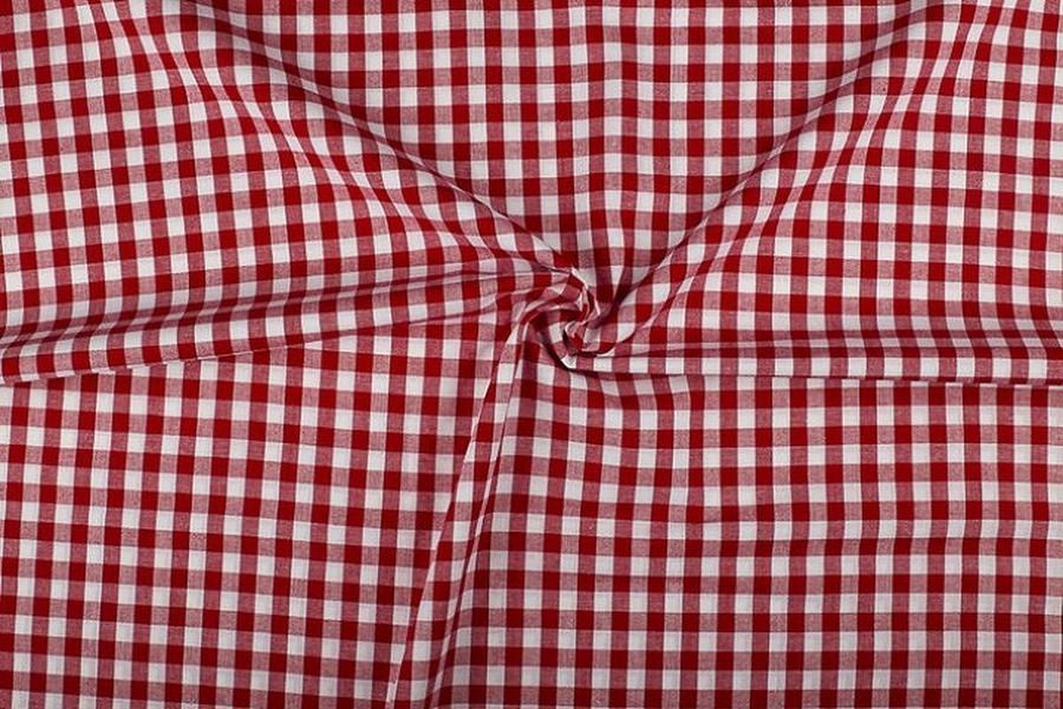 Boerenbont stof - 10mm geruite stof - Rood - 80 meter