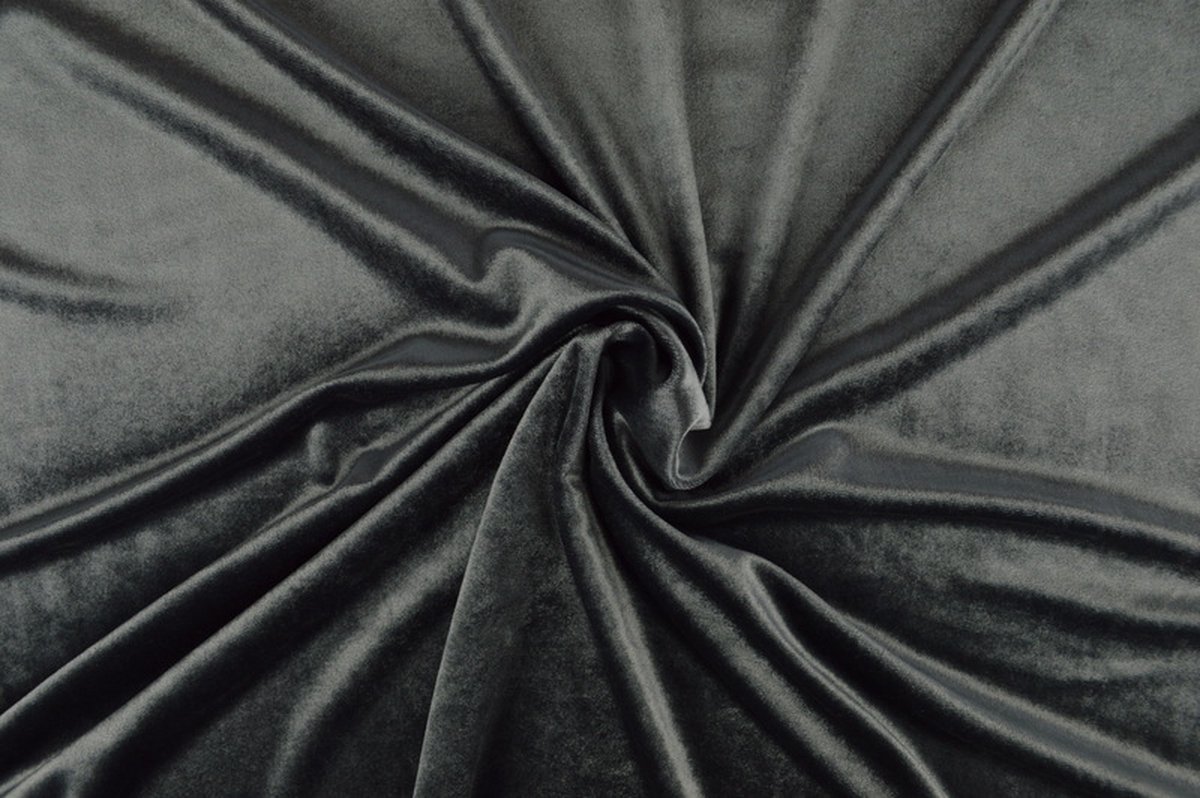 Velvet stof op rol - 165cm breed - Donkergrijs - 10 meter