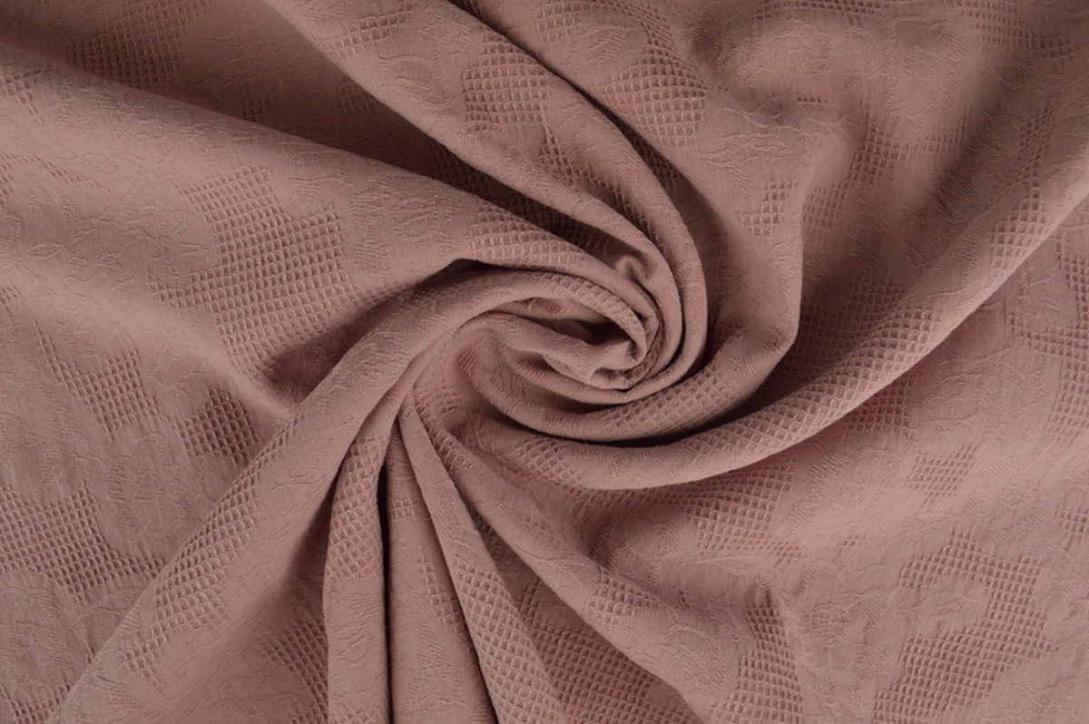 Katoen Jacquard - 150cm breed - Donker oud roze - 10 meter