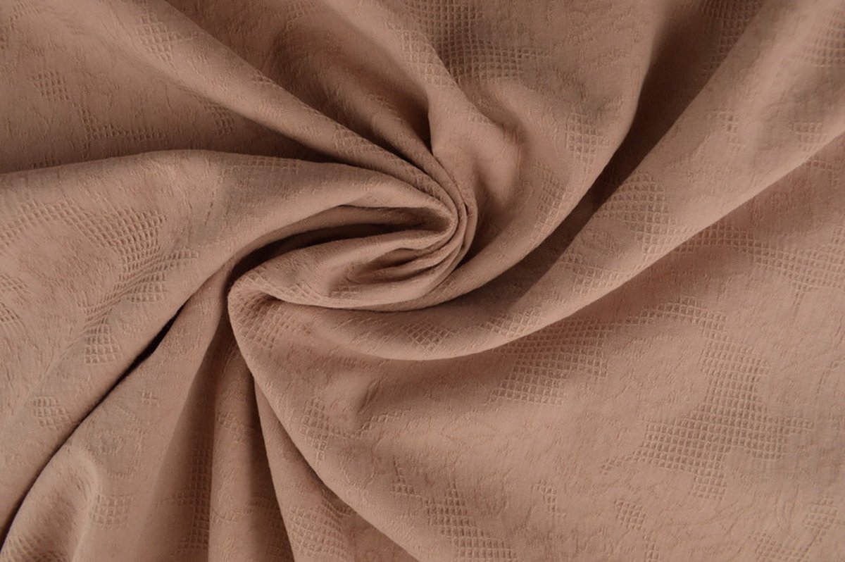 Katoen Jacquard - 150cm breed - Oud roze - 10 meter