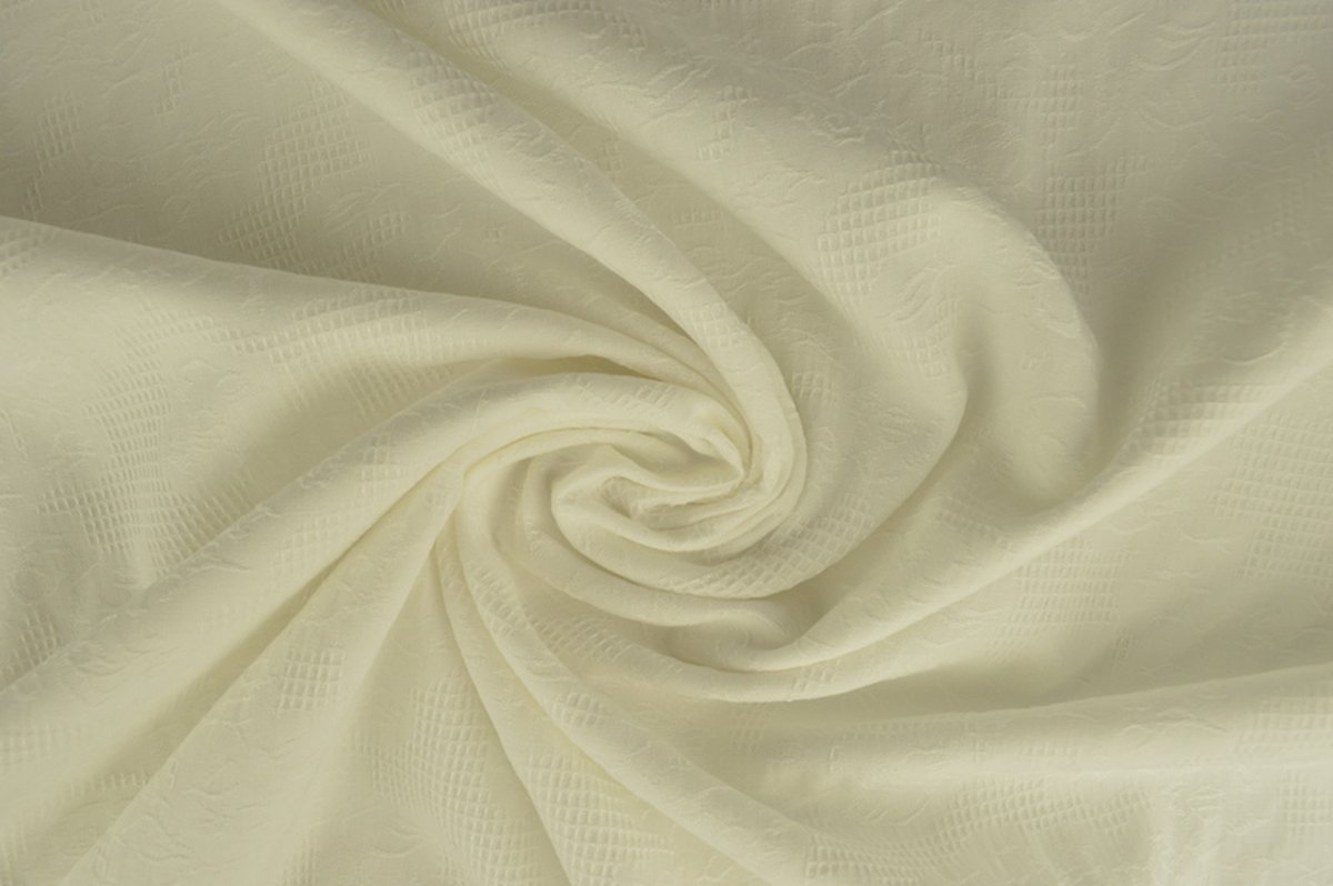 Katoen Jacquard - 150cm breed - Wit - 10 meter