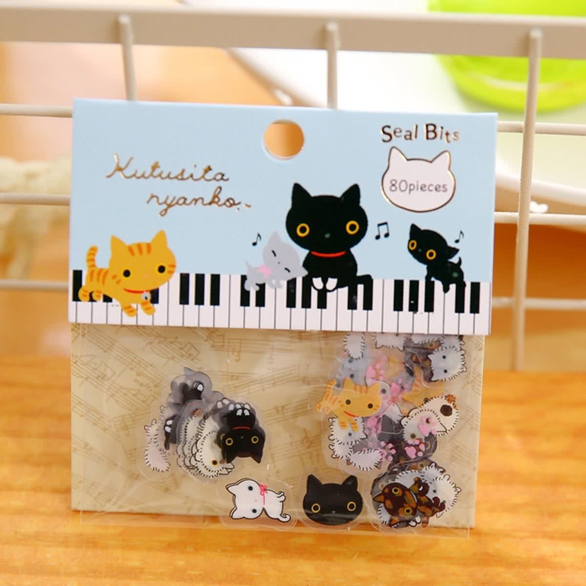 Kat Cat Illustratie Kawaii Seal Bits Stickers Klein 80 stuks B