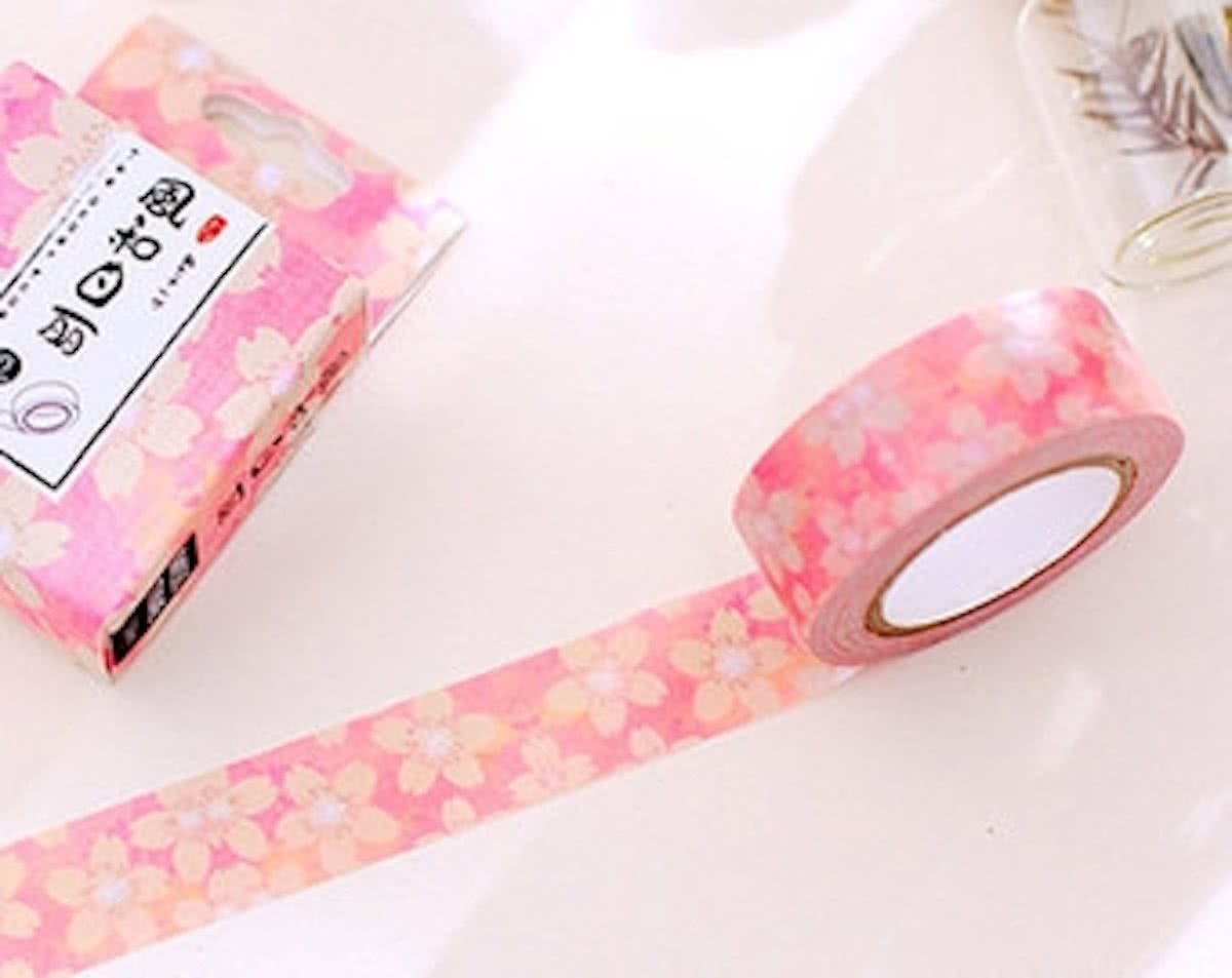 Masking Tape - Roze bloempjes 10m.