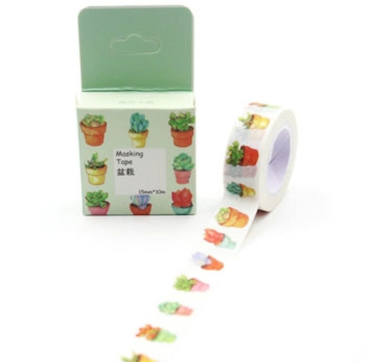 Masking Tape 10m. Succulents in Potjes Vetplantjes