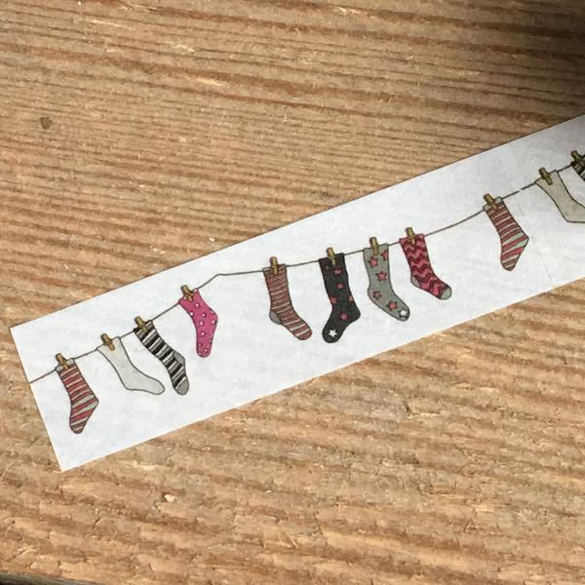 Sokken aan Waslijn Washi Tape 10m.