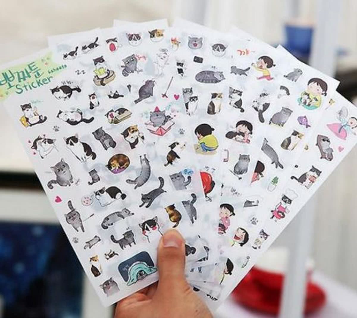 Stickers Kat Kawaii 6 velletjes