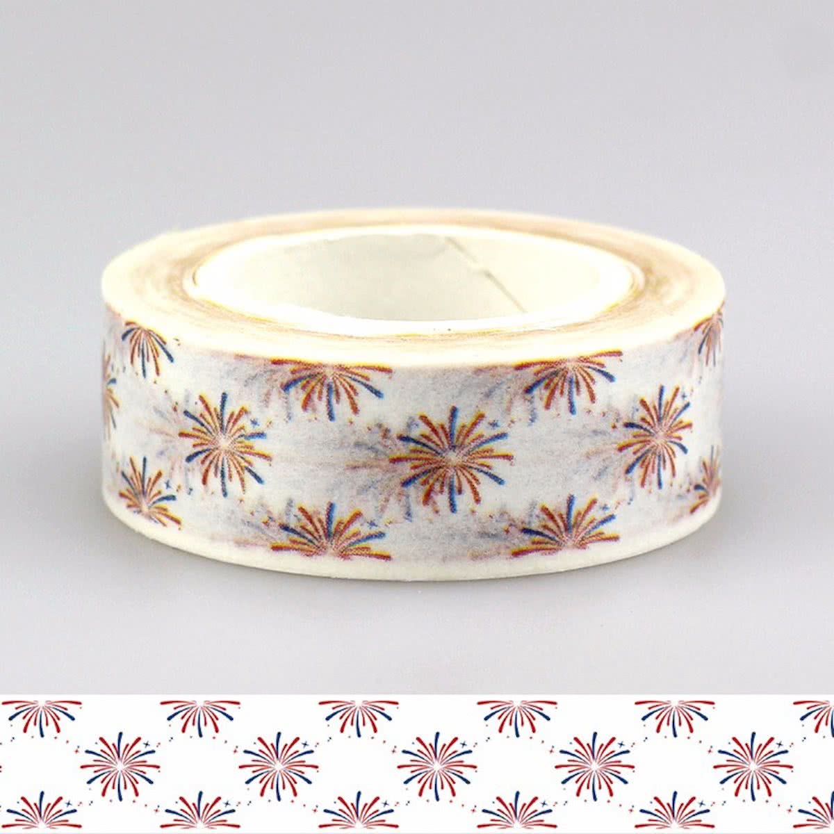 Vuurwerk Rood/Blauw Amerikaans Washi Tape 10m Decoratie