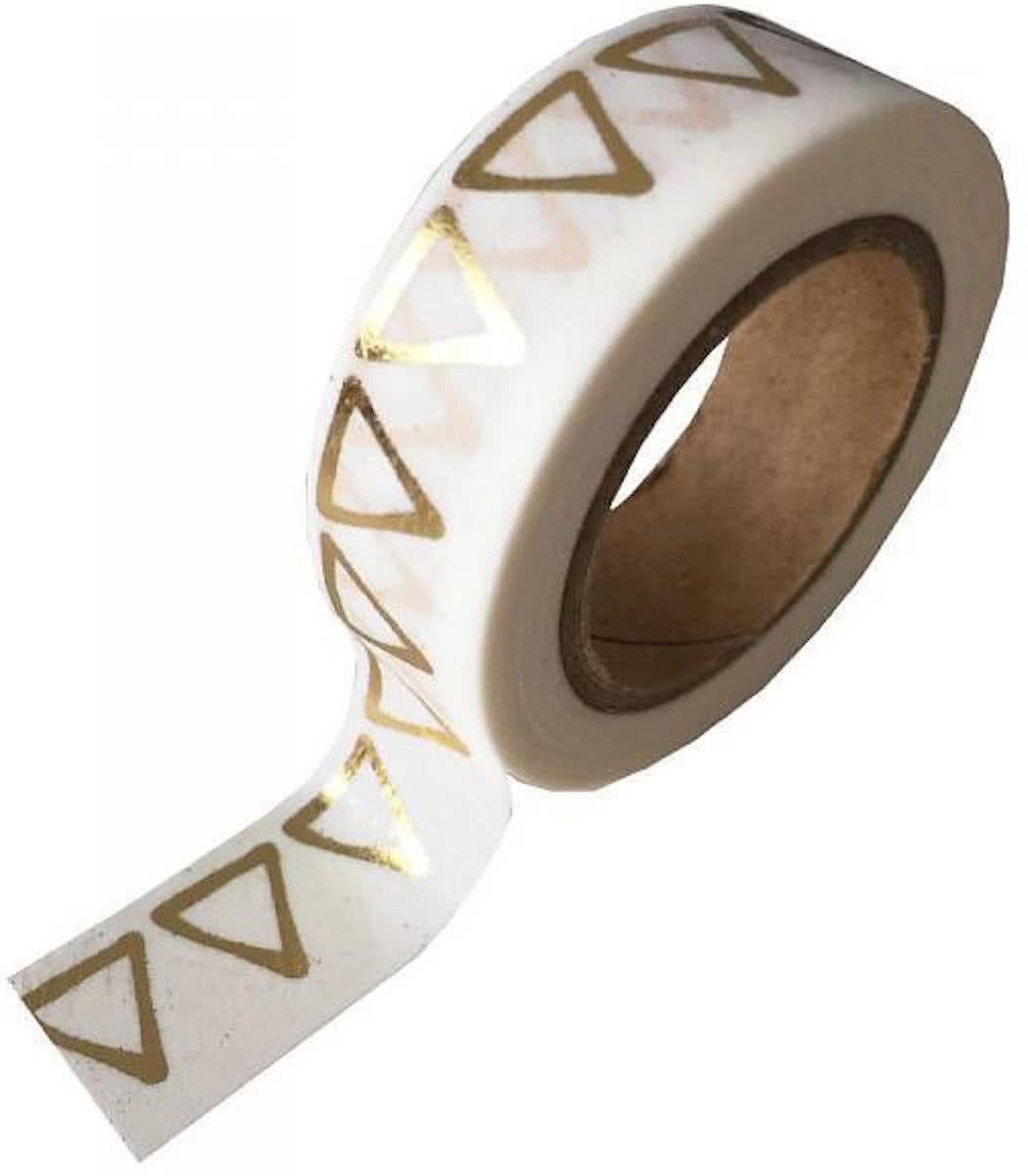 Washi Tape 10m Wit met Goudkleurige Vlaggetjes