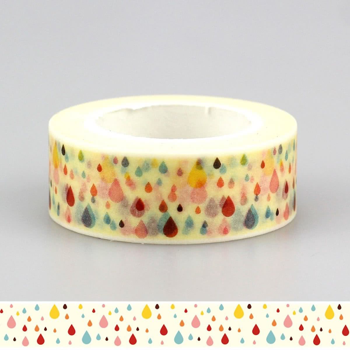 Washi Tape Druppels Gekleurd 10m.