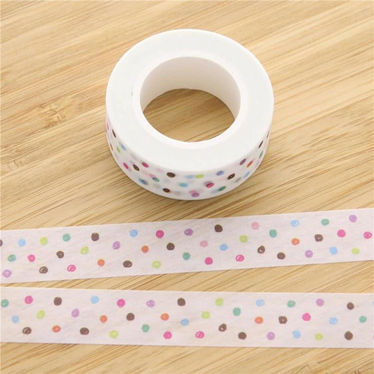 Washi Tape Gekleurde Stippen 10m.