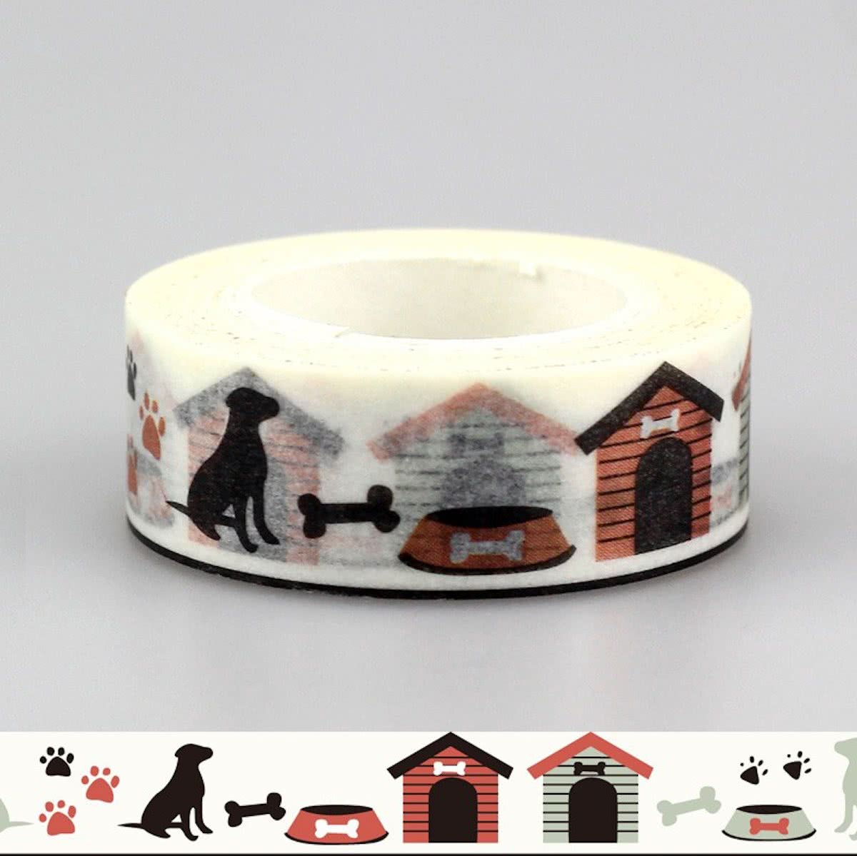 Washi Tape Hond & Toebehoren 10m.