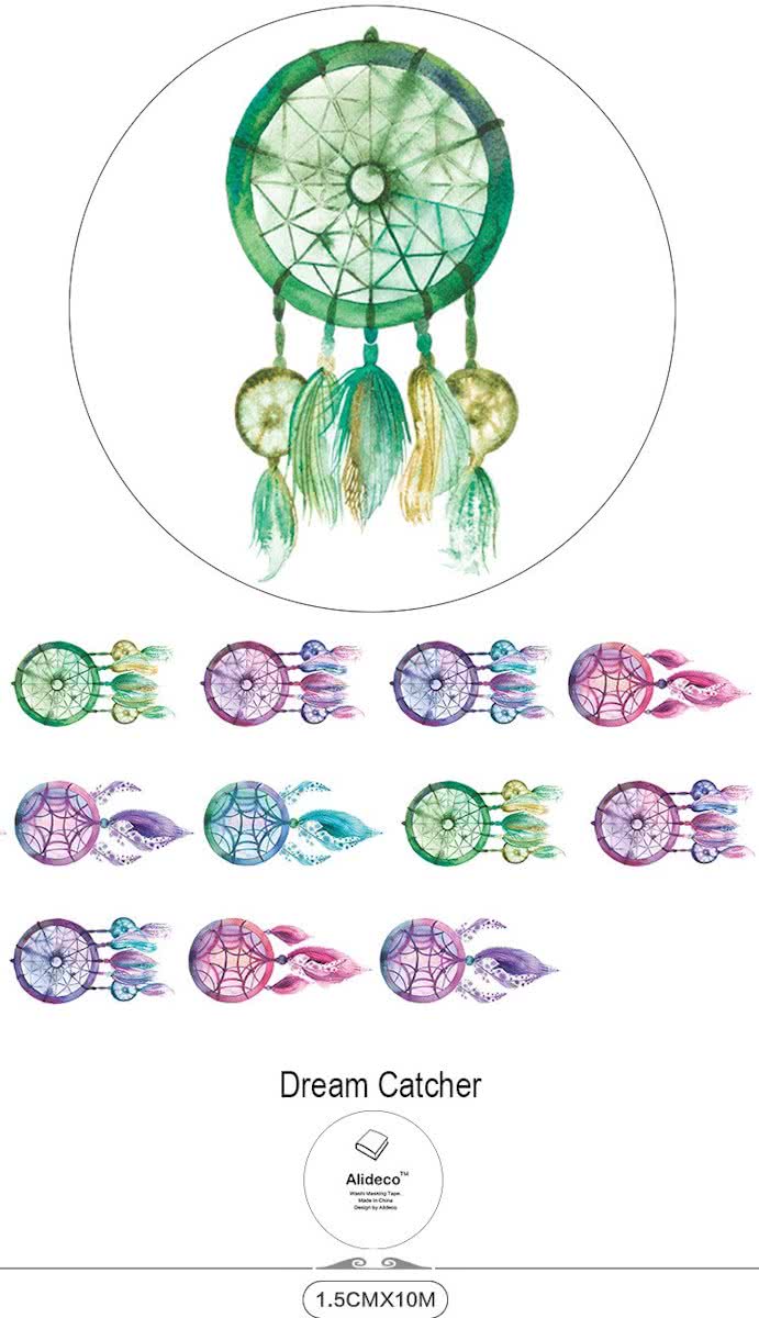 Washi Tape Masking Dreamcatchers Dromenvangers Pastel Watercolor 15mm x 10m