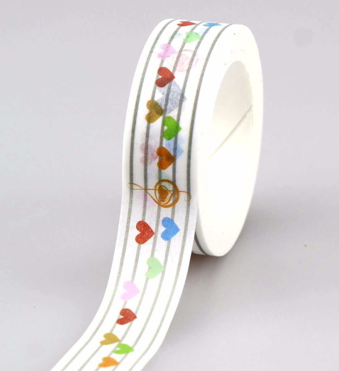 Washi Tape Muziek Hartjes 10m.