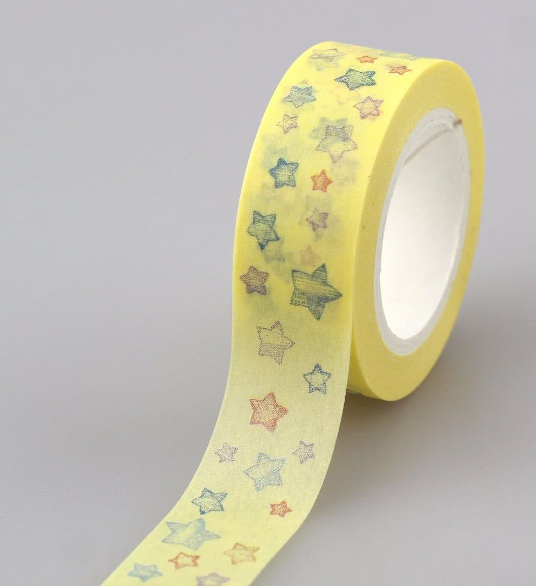 Washi Tape Sterren op Geel 10m.