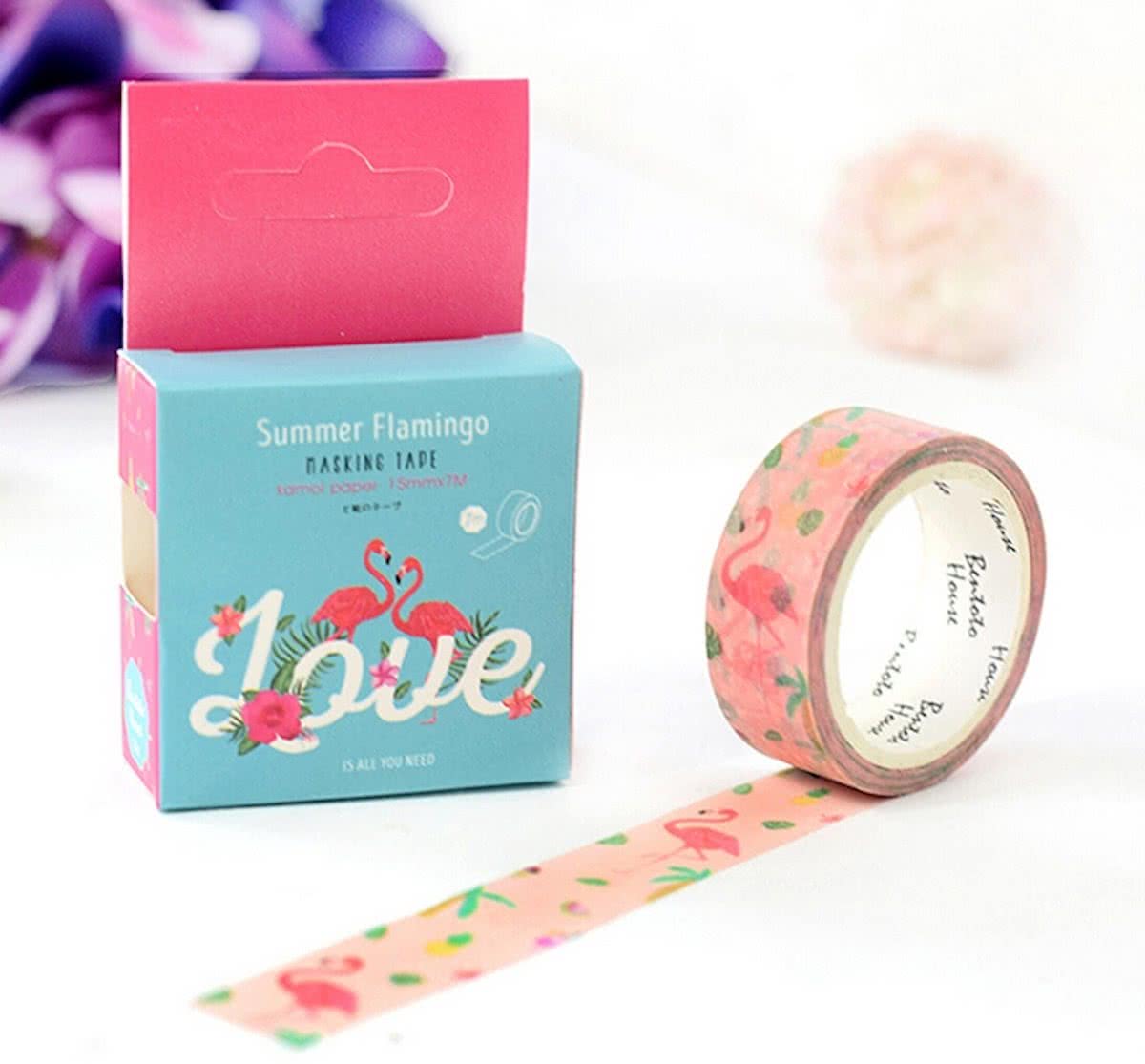 Washi Tape Tropisch Flamingo 7m.