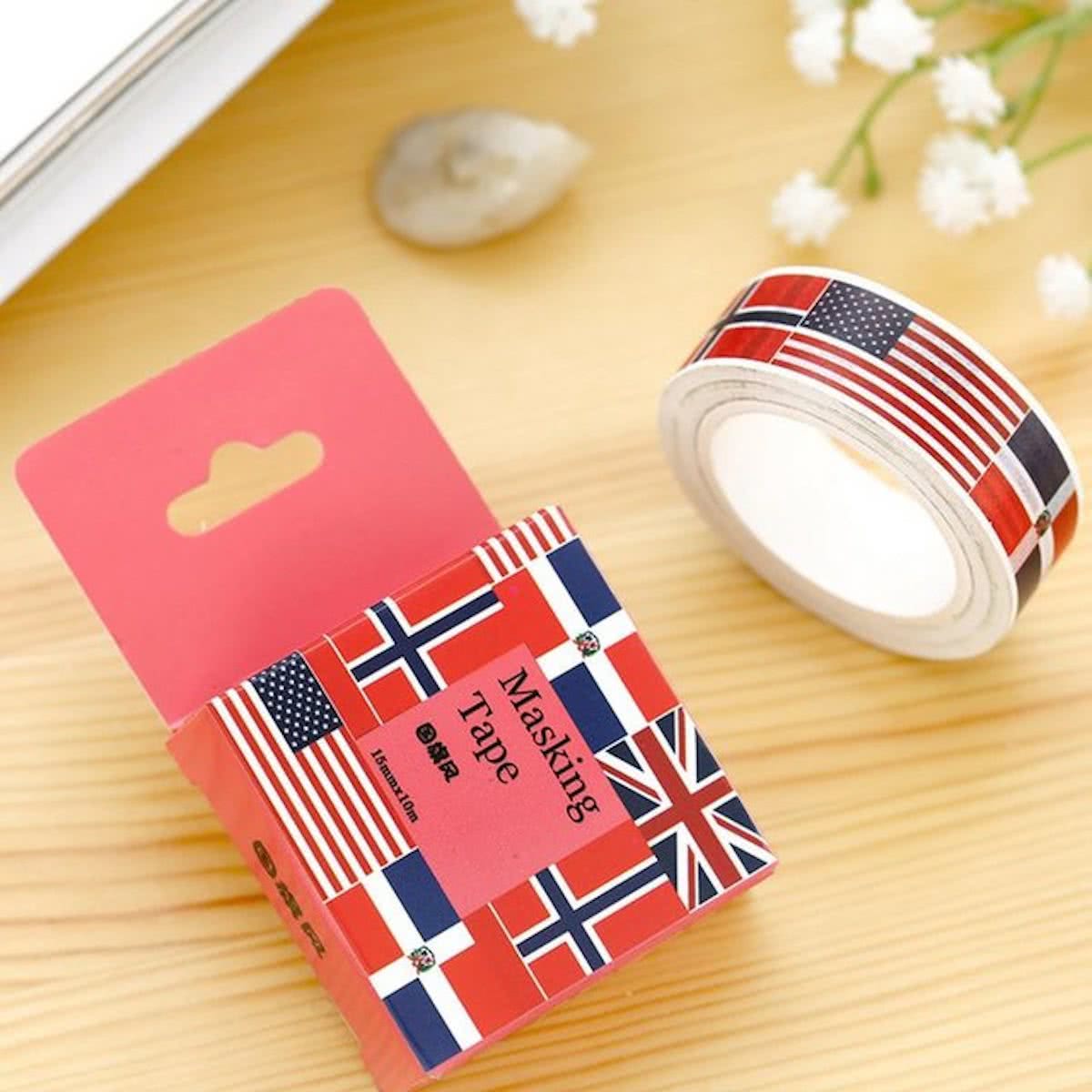 Washi Tape Vlaggen Rood Wit Blauw Internationaal Wereld Global Flags 10m