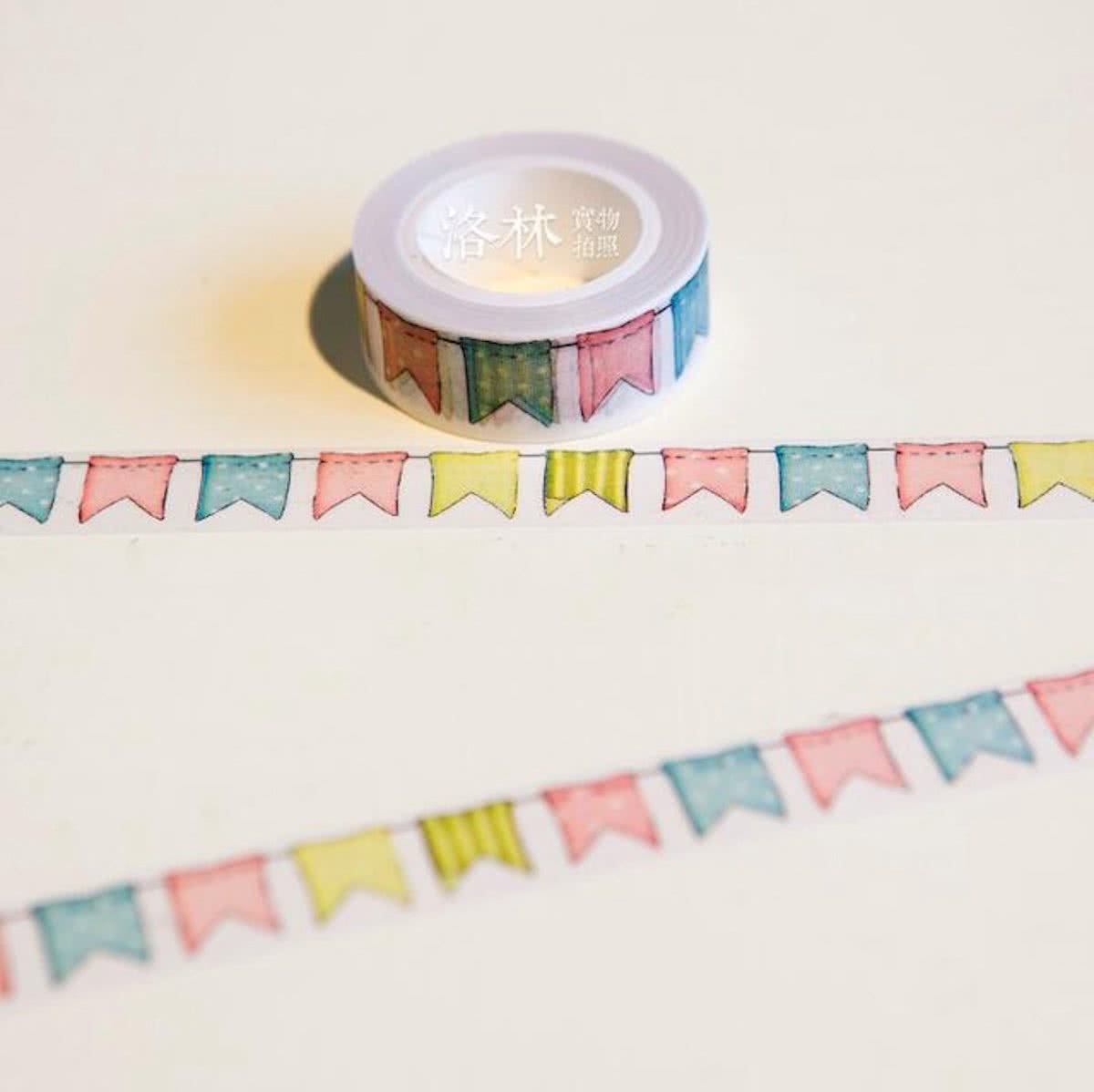 Washi Tape Vlaggenlijn Gekleurd 10m.