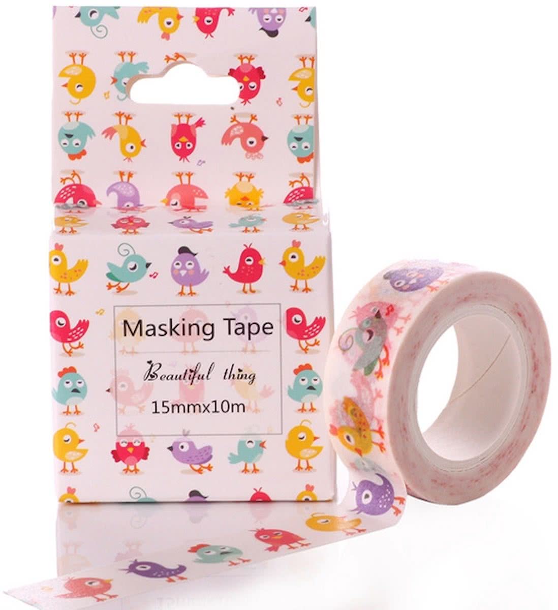 Washi Tape in Doosje Vogeltjes Vogels Vogel Bird Birds Gekleurd Zingen Blij Zomer Lente 10m 15mm Masking Tape