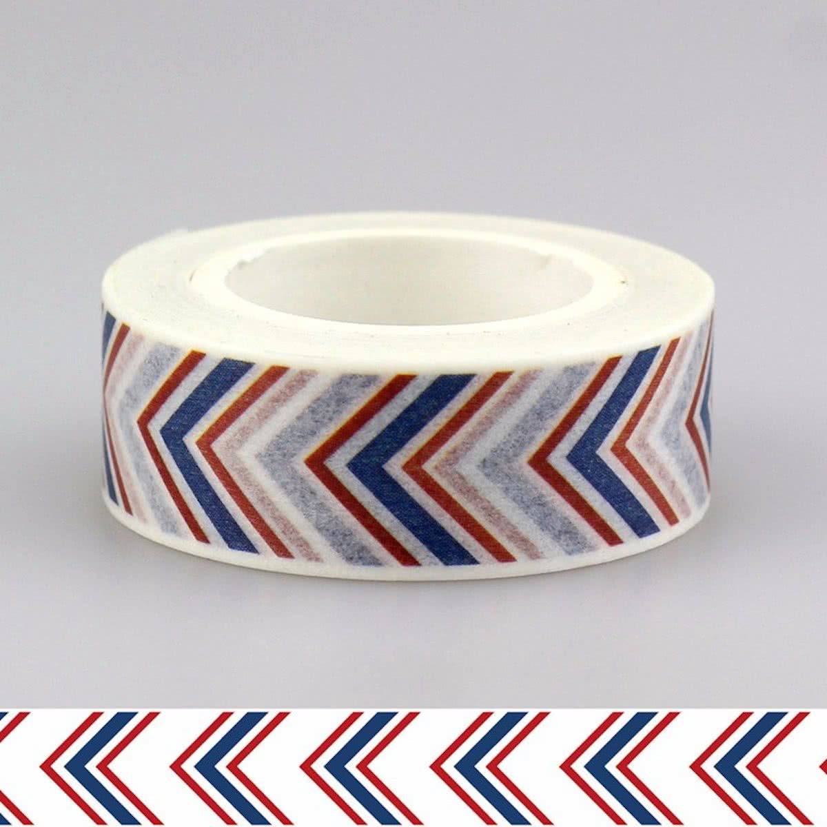 Zig Zag Rood Wit Blauw Amerikaans Washi Tape Decoratie 10m