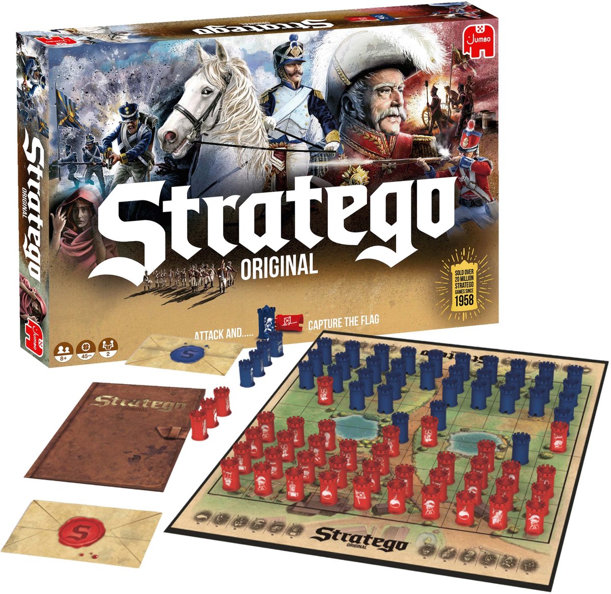 Stratego Original – STRATEGISCH BORDSPEL voor 2 spelers, familiespel, logicaspel vanaf 8 jaar