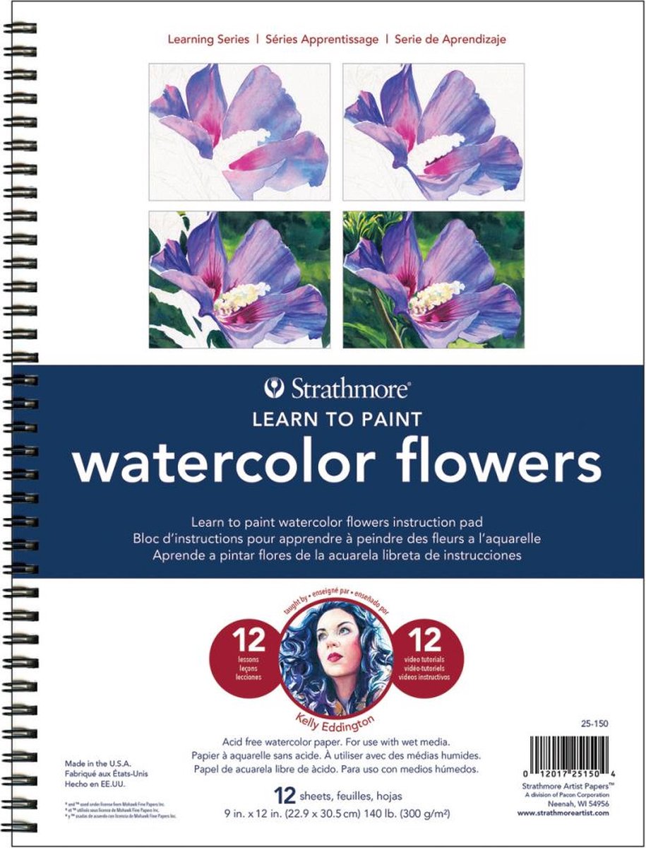 Strathmore - Learn to paint - Watercolor Flowers - 300g/mg2 papier - 23x30cm