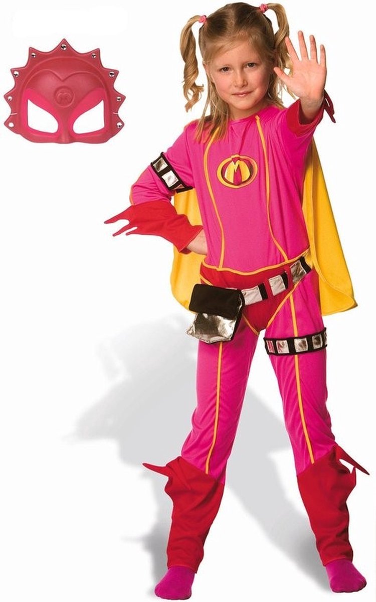 Mega Mindy Pak + Masker - Carnavalskleding - verkleedpak - verkleedkleding - maat 6-8 jaar